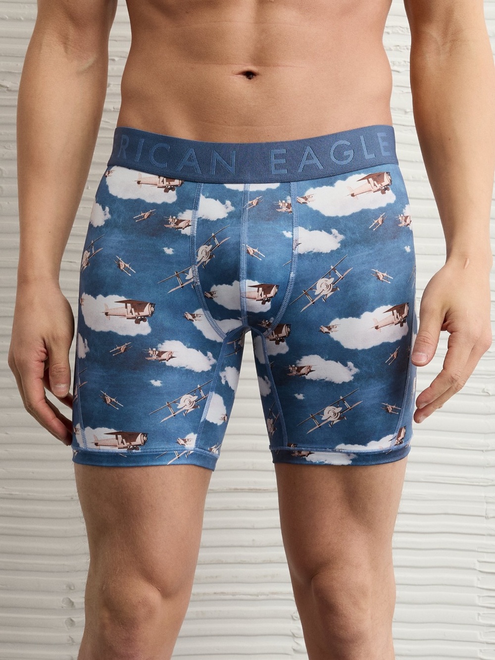 American Eagle Men’s Planes 6” Flex Boxer Brief size medium color blue NWT